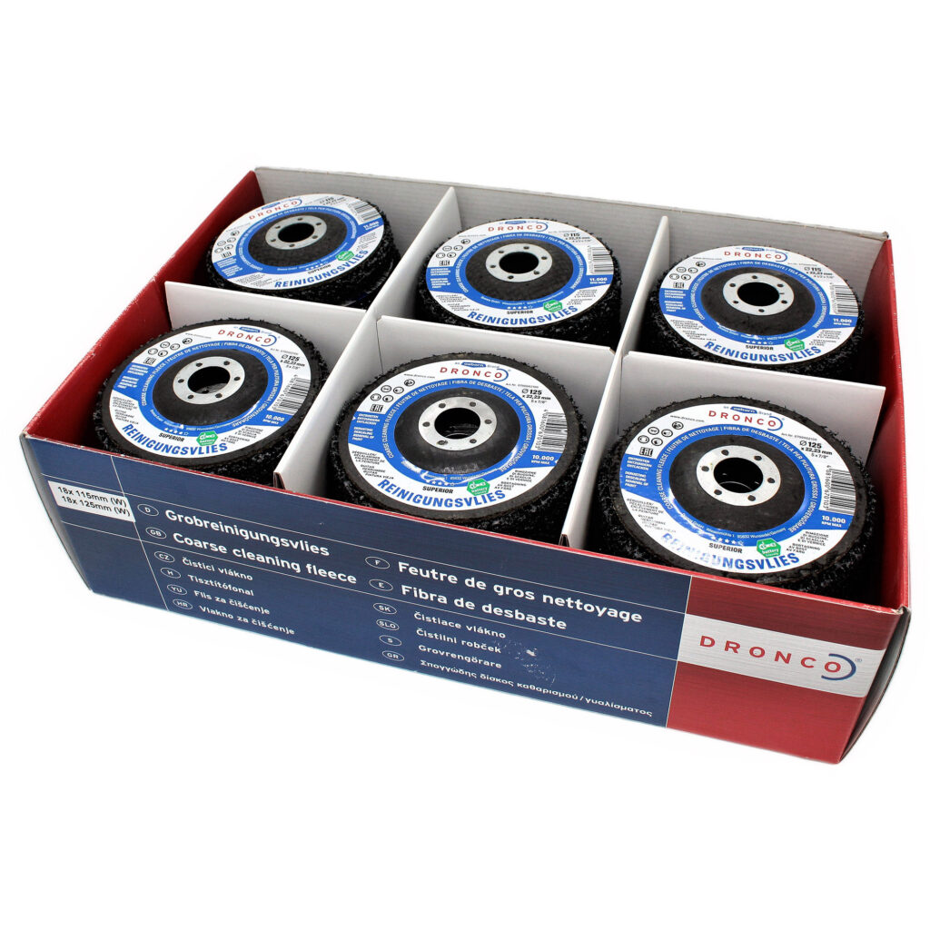 ΔΙΣΚΟΙ ΓΥΑΛΙΣΜΑΤΟΣ-ΚΑΘΑΡΙΣΜΟΥ Φ115 & 125mm DRONCO ΣΕ ΕΚΘΕΤΗΡΙΟ 36τμχ