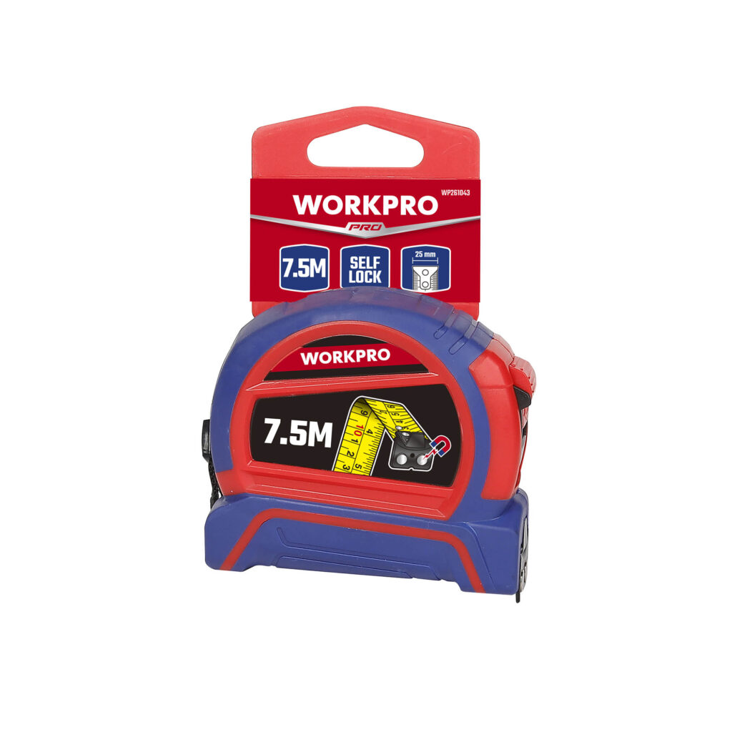 ΜΕΤΡΟ ΡΟΛΟ ΜΑΓΝΗΤΙΚΟ 7,5mx25mm ΜΕ ΛΑΣΤΙΧΟ WP261043 WORKPRO (PROFI)  (ΚΑΡΤΕΛΑ)