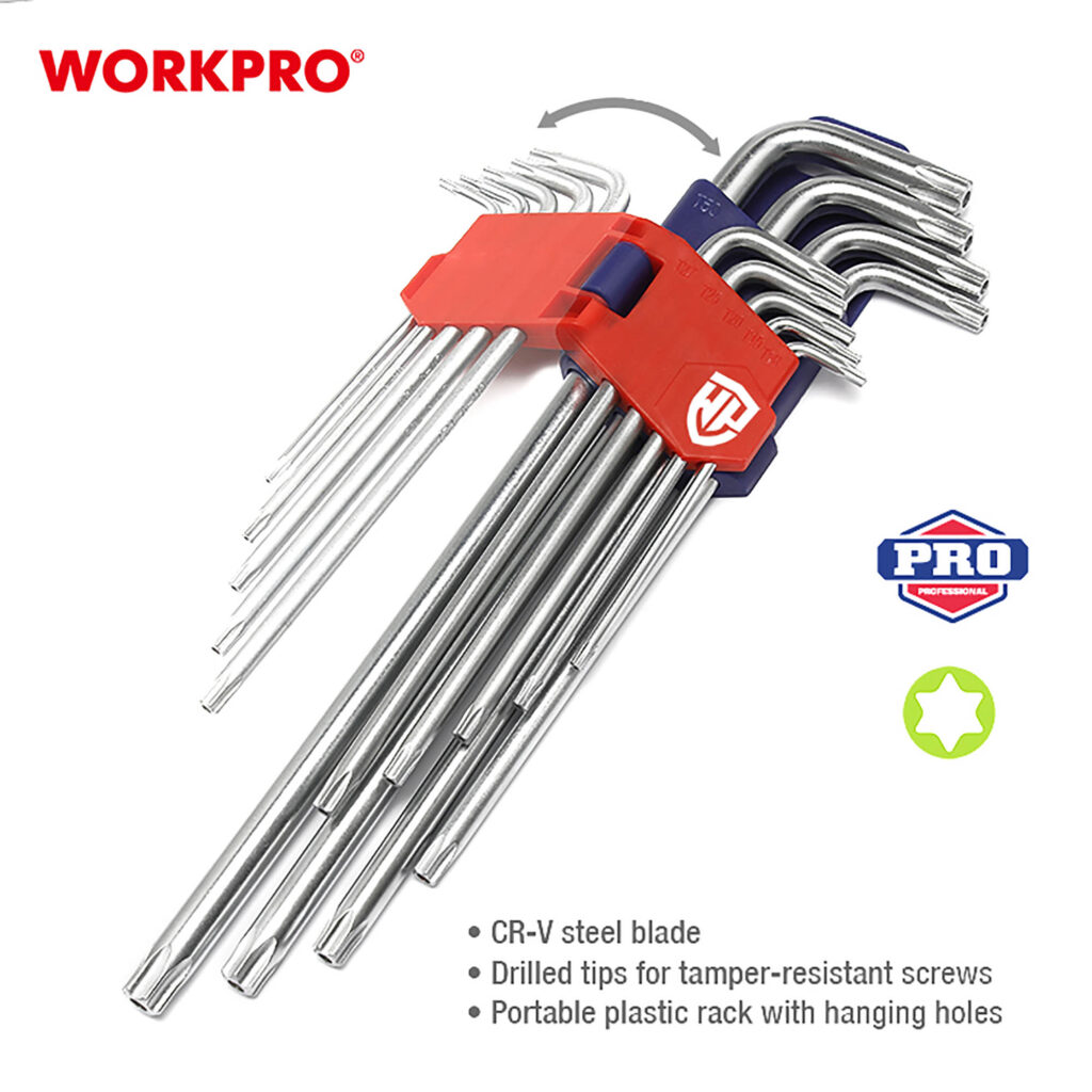 ΚΛΕΙΔΙΑ TORX ΣΕΤ 9 τμχ  ΜΑΚΡΥΑ WP222003 WORKPRO (PROFI)