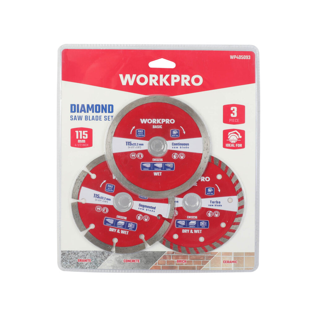 ΔΙΣΚΟΙ ΔΙΑΜΑΝΤΙ 115X22.2  ΣΕΤ 3 τμχ  WP405093 WORKPRO