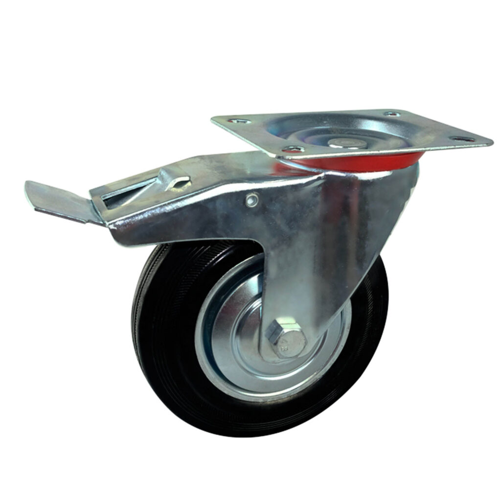 ΡΟΔΕΣ  ΜΕ ΦΡΕΝΟ  160mm (RUBBER) ΜΑΥΡΕΣ ΚΙΝΑΣ  ΠΕΡΙΣΤΡΕΦΟΜΕΝΕΣ