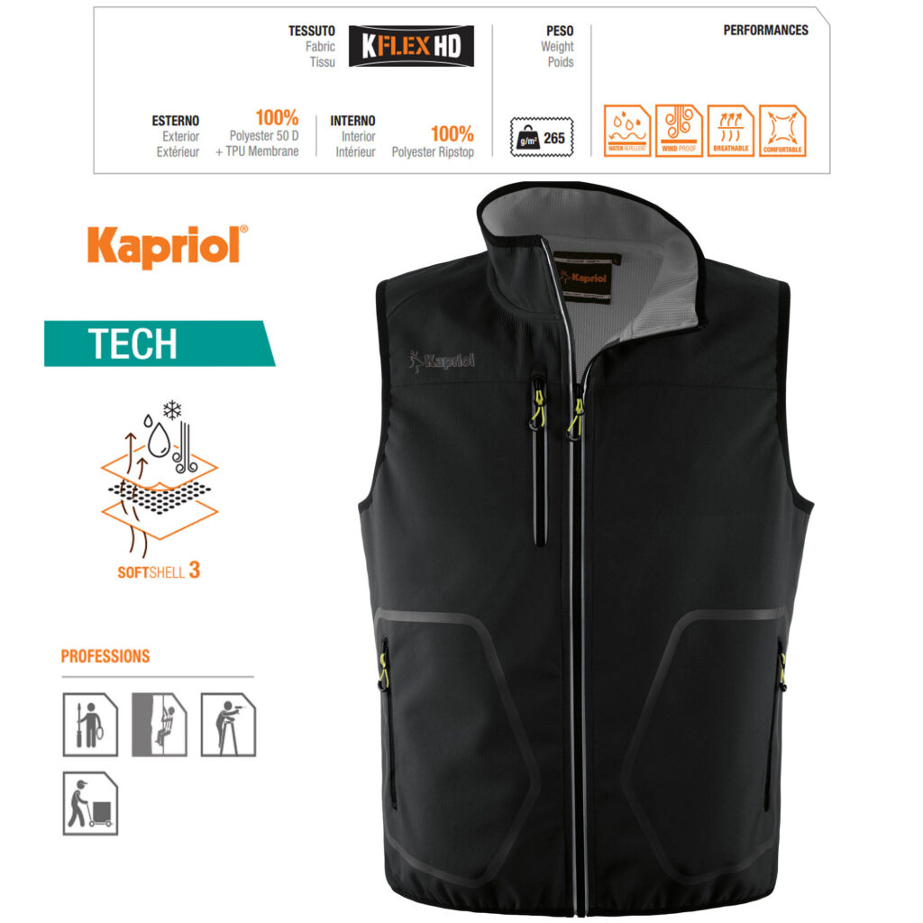ΓΙΛΕΚΟ ΕΡΓΑΣΙΑΣ ΑΜΑΝΙΚΟ TECH ΜΑΥΡΟ / ΑΣΗΜΙ (L)   36931 KAPRIOL