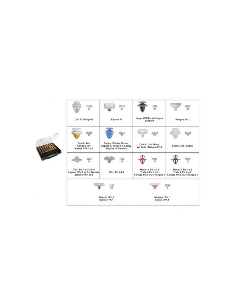 ASSORTMENT OF BODY SHELL BELTLINE MOULDING CLIPS RENAULT TYPE
