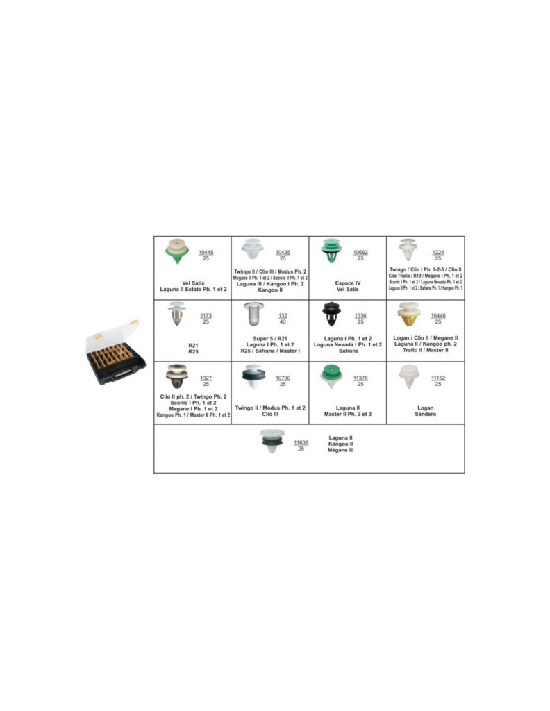 ASSORTMENT OF DOOR PANEL TRIM CLIPS RENAULT TYPE