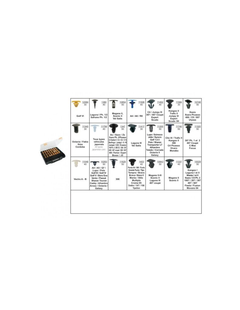 ASSORTMENT OF WEATHERSTRIP CLIPS DOORS AND BONNETS MULTI-BRANDS
