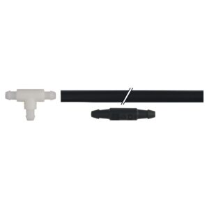 BLACK RUBBER WINDSCREEN WASHER PIPE Ø 3,5 mm1,80 M LENGHT WITH FITTINGS