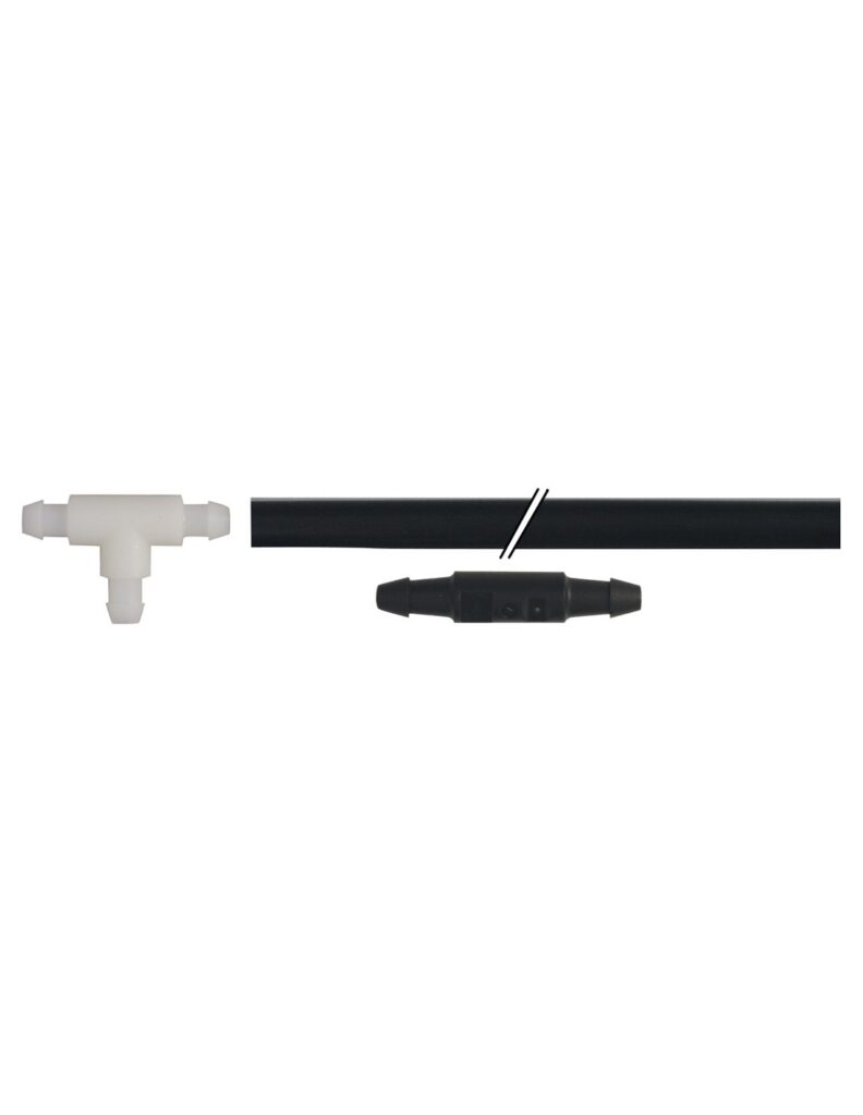 BLACK RUBBER WINDSCREEN WASHER PIPE Ø 3,5 mm1,80 M LENGHT WITH FITTINGS