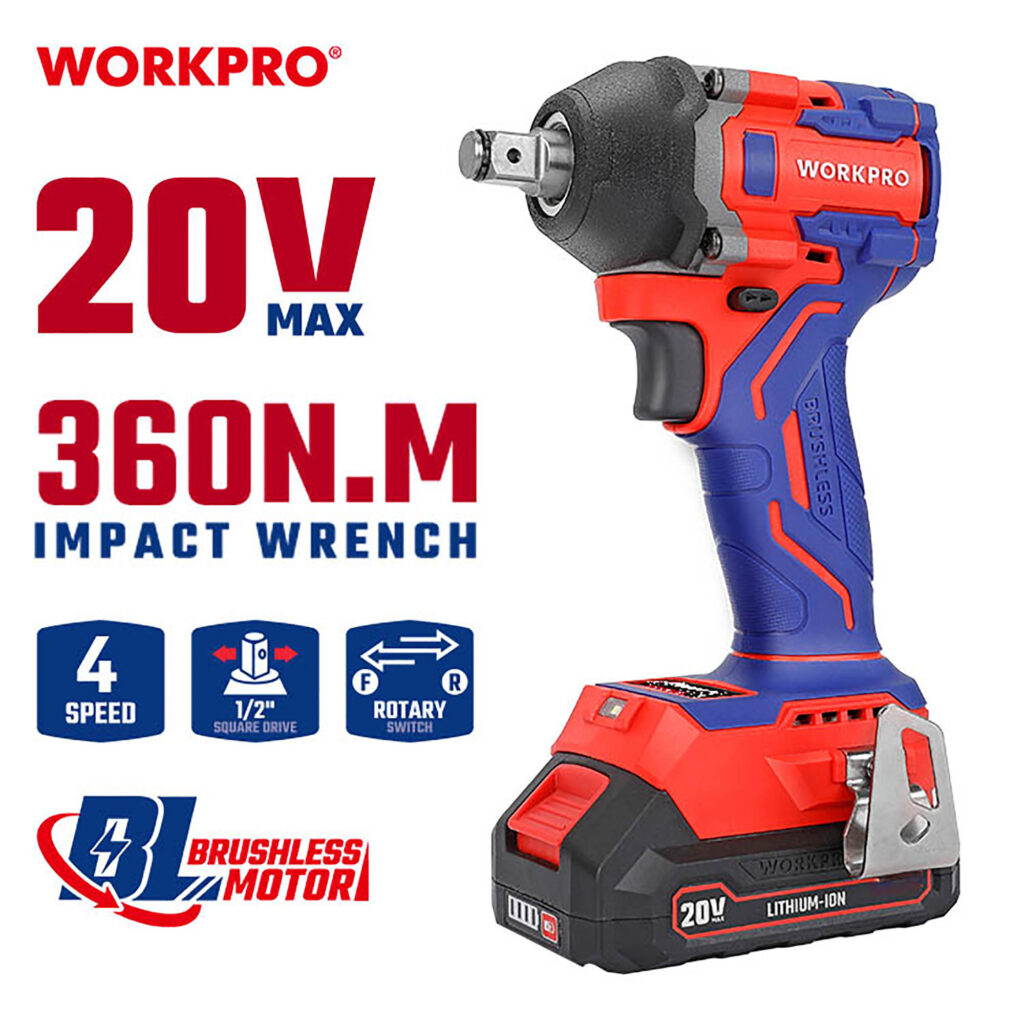 ΕΠΑΝΑΦΟΡΤΙΖΟΜΕΝΟ ΜΠΟΥΛΟΝΟΚΛΕΙΔΟ 20V-Li BL  360Nm. (1x4,0AH) WP390227 WORKPRO (PROFI PLUS)