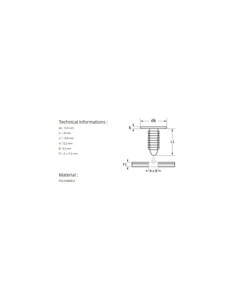 TRIM CLIP 6,2 X 6,2 mm DOOR TRIM