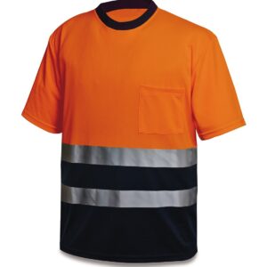 ΑΝΑΚΛΑΣΤΙΚΟ T SHIRT ΕΡΓΑΣΙΑΣ OPTIC ΠΟΡΤΟΚΑΛΙ/ΜΠΛΕ, Μέγεθος L
