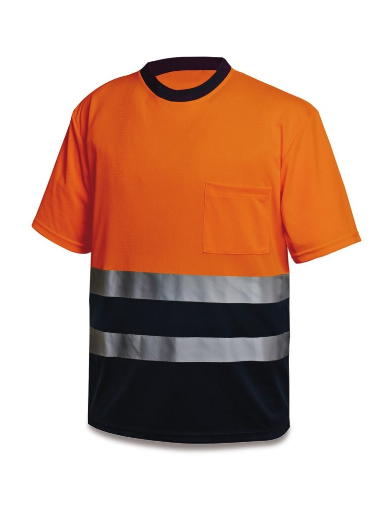 ΑΝΑΚΛΑΣΤΙΚΟ T SHIRT ΕΡΓΑΣΙΑΣ OPTIC ΠΟΡΤΟΚΑΛΙ/ΜΠΛΕ, Μέγεθος L
